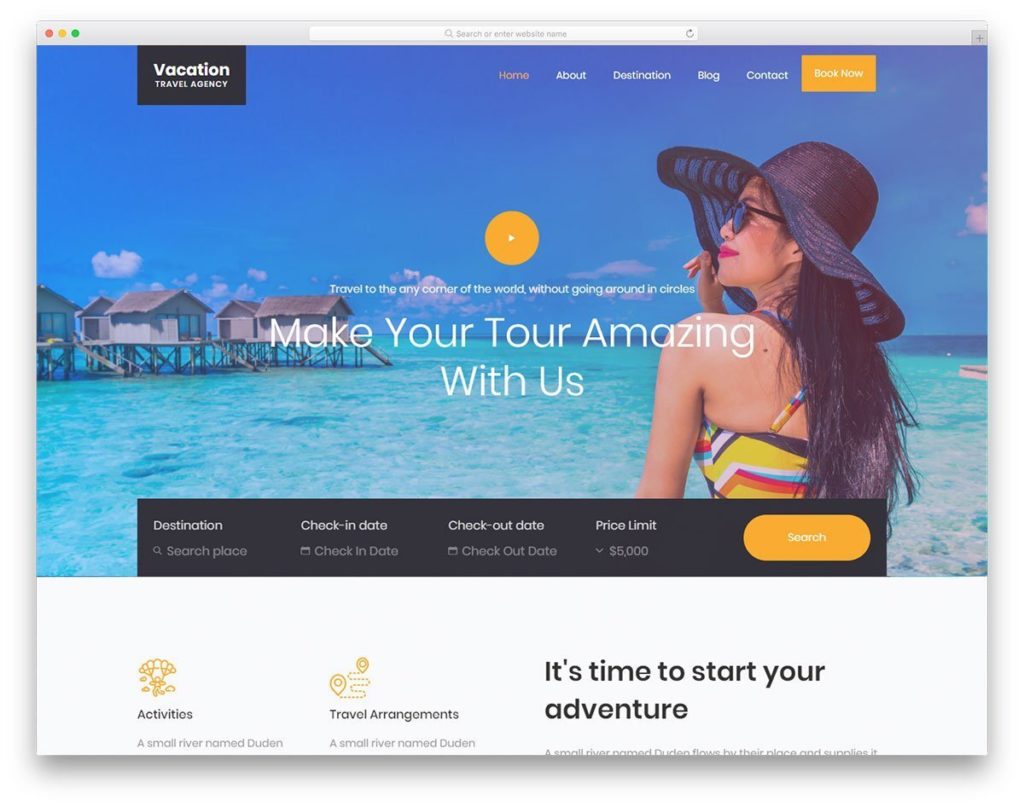 crear un sitio web para una agencia de turismo 